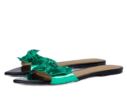 Anne Flat Sandal Metalic Green