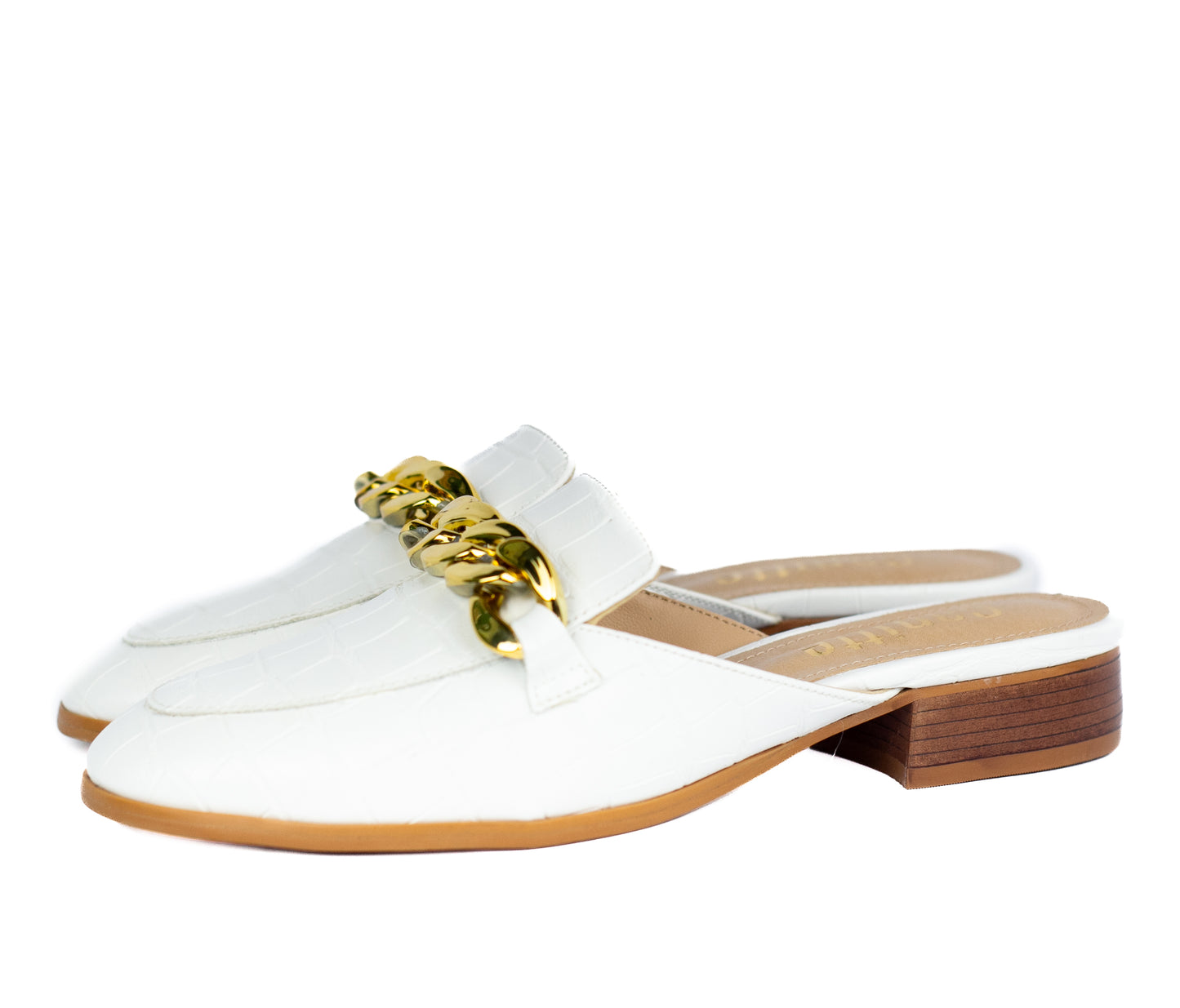 Sarah Mule Loafer Flat Croco White